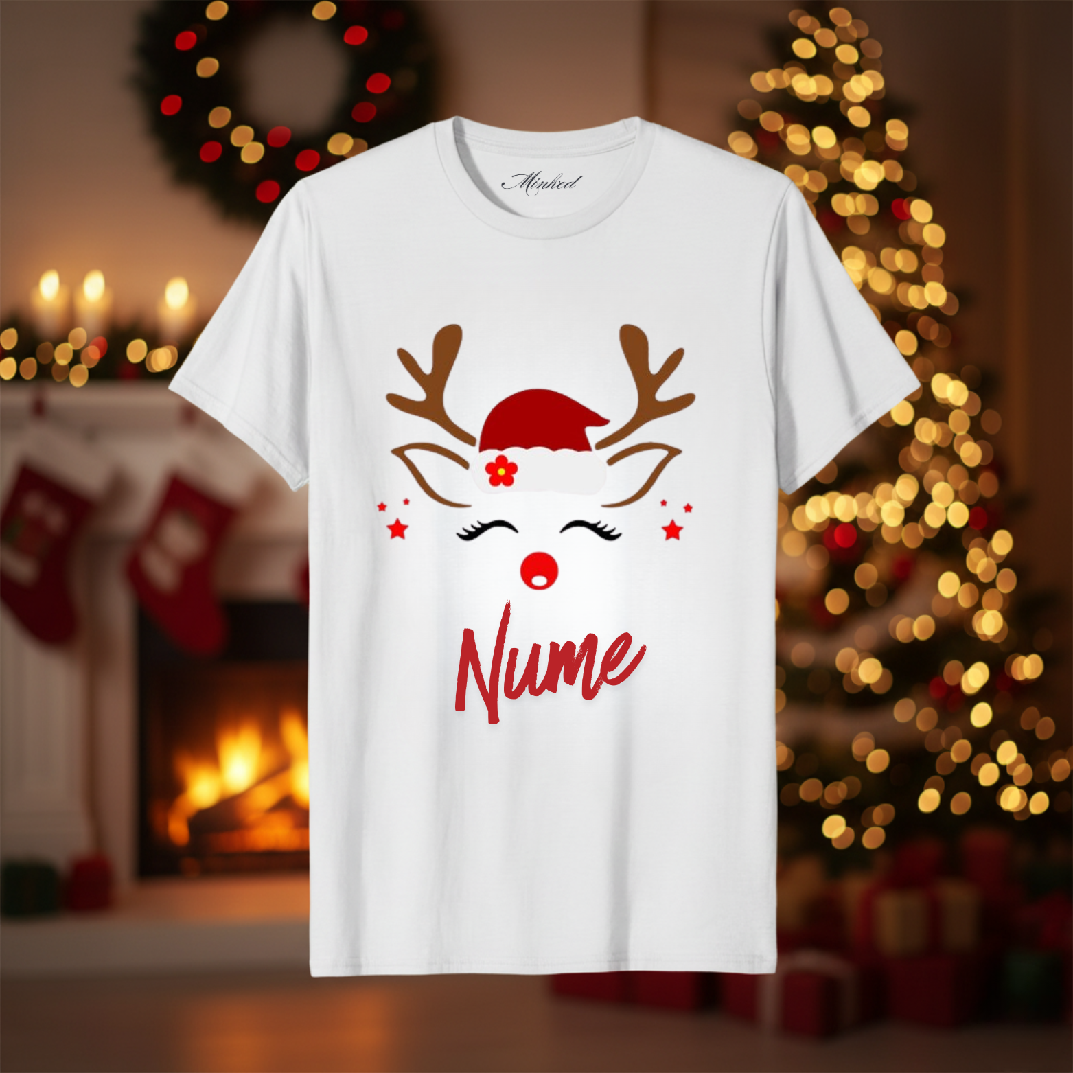 Tricou Personalizabil cu nume Christmas Deer